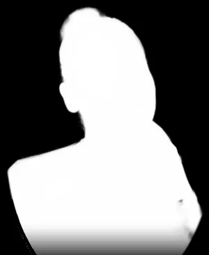 The cut-out mask: the silhouette in white over black.