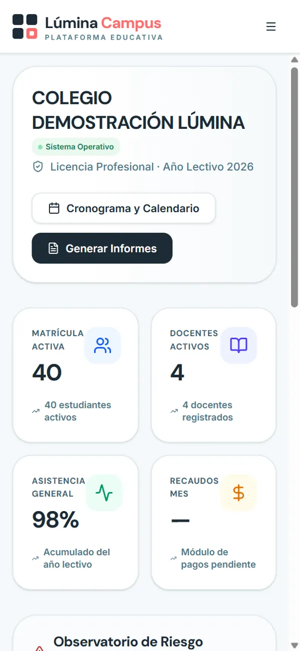 Lúmina Campus on a phone: Leadership