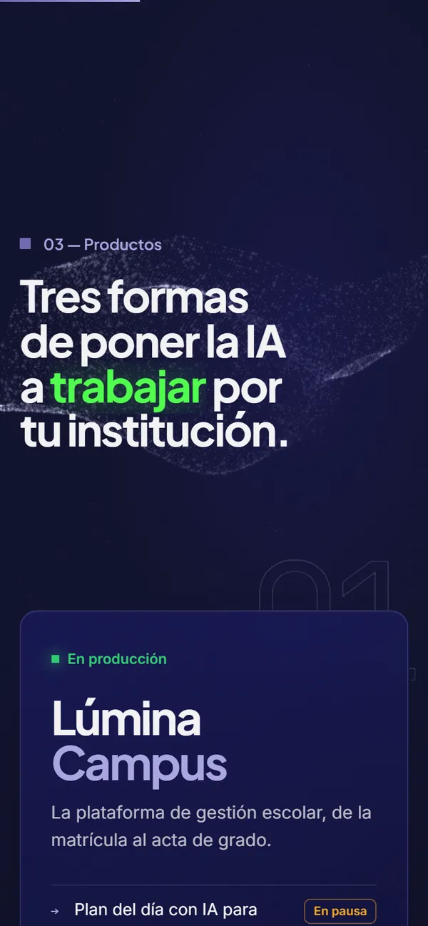 luminahub.com.co on a phone: Products
